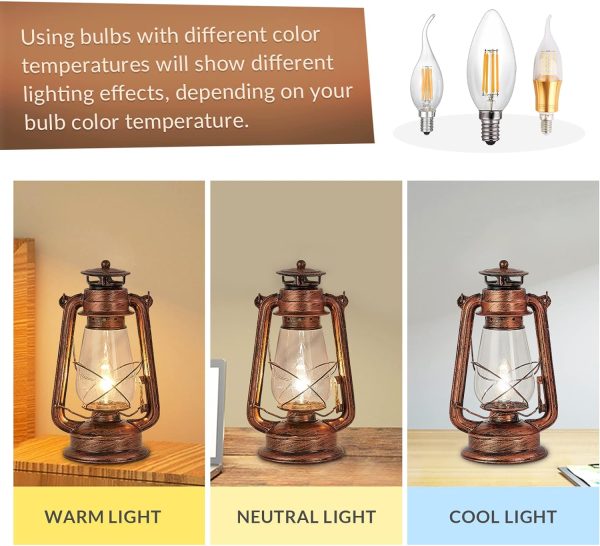 custom wholesale noxarte rustic lantern table lamp plug-in old fashioned night light perfect for bedroom living room h15 inch x w7 inch oem/odm services