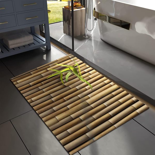 manufacturer direct bamboo 3d printed outdoor bath mat cute bathroom rugs funny non slip bathtub decor mats super absorbent floor carpet machine washable quick dry bahtmat for tub, shower, bedroom 20"x32" trade price