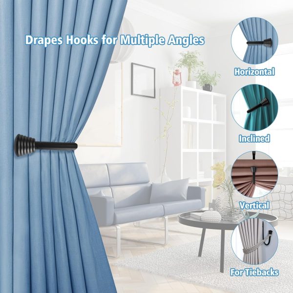bulk purchase ohtomber 2pcs black curtain holdbacks - metal decorative curtain hooks for drapes, curtain tiebacks clips wall mounted curtain tie holders, curtain pull backs drapery hooks with screw for wall factory discount