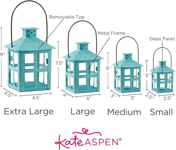 custom wholesale kate aspen vintage blue distressed large rustic lantern, 7.5 inch oem/odm services