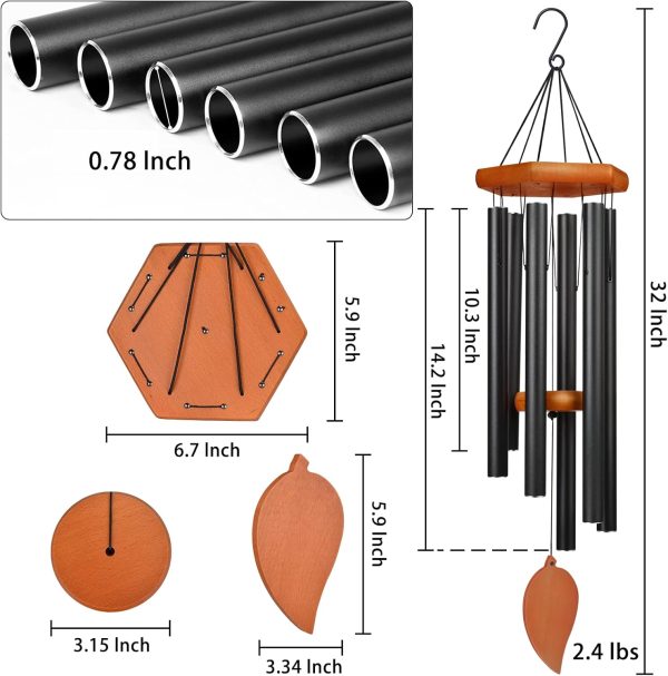 producer to buyer sympathy wind chimes for outside deep tone, memorial loss of a loved, large wind chimes with 6 thicken tubes & hook, outdoor souvenir mother, garden decor discounted pricing