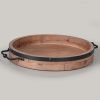 wholesale direct round coffee table tray - 13'' farmhouse wood serving tray with metal handles - round decorative tray for coffee table - round ottoman tray decor - wooden circle tray for kitchen counter bulk purchase at factory prices