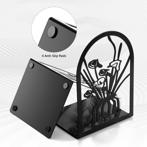 supplier direct 3 pairs metal bookends, flower book ends for shelves decorative, book stopper for heavy books, ends to hold books for home office wholesale prices