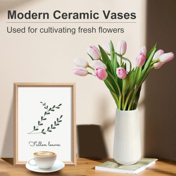 oem/odm services white ceramic vase, gukjob flower vase ceramic vase for flowers, decorative white vase for pampas grass, small vase for home living room dining table farmhouse office decor (white) affordable bulk deals