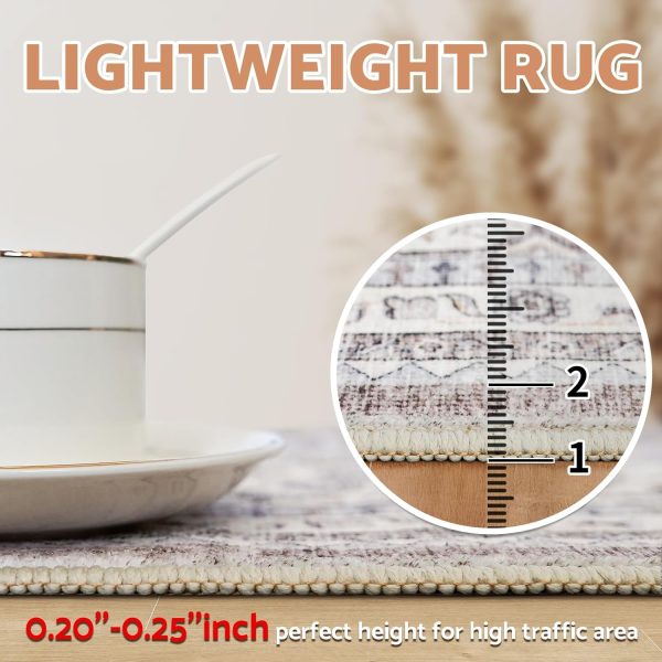 global sourcing washable entryway 2x3 rug: small boho rugs for indoor entrance non slip backing stain resistant carpet low pile throw rugs for bedroom bedside inside front door floor kitchen decor(beige,2x3ft) oem/odm services