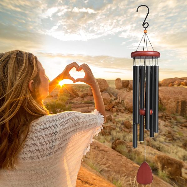 producer to buyer large aluminium wind chimes outside, soothing melodic wind chime, suitable outdoor garden patio decor, gift for mom women neighbors (36 inches black) discounted pricing