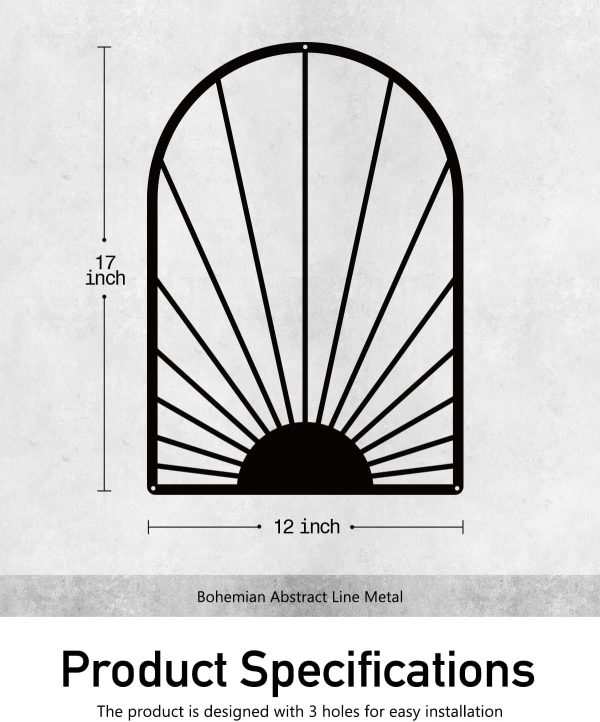 factory direct sokurdeg boho black metal wall decor black minimalist wall art large bohemian line metal wall art black boho wall art for bedroom bathroom living room (3 pack, 12 x 17 in) volume discount
