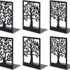 supplier direct eoout bookends, 3 pairs of book ends for shelves decorative, black metal bookend supports for heavy books, tree book holders for shelf decoration, book stoppers for home office school wholesale prices