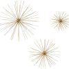 factory direct deco 79 metal starburst home wall decor 3d long spike wall sculpture, set of 3 wall art 6", 9", 12"w, gold volume discount