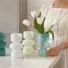 oem/odm services jspyfits glass hydroponic flower vase, 7 inches colored glass bubble vase for flower, three-layer glass funky vase for home/office/weddings/party table flower decor (milky green) affordable bulk deals