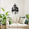 factory direct metal pine tree wall art decor nature home decor cedar tree metal sign wall decorations for living room, nature forest metal decor, tree wall art, nature lover gift (black, larger) volume discount