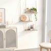bulk purchase fixwal hanging shelves for wall, 3 tier boho wall decor plant rack floating shelves rope rustic wood organizer storage hanger for aesthetic home bedroom kitchen bathroom- rustic brown trade price