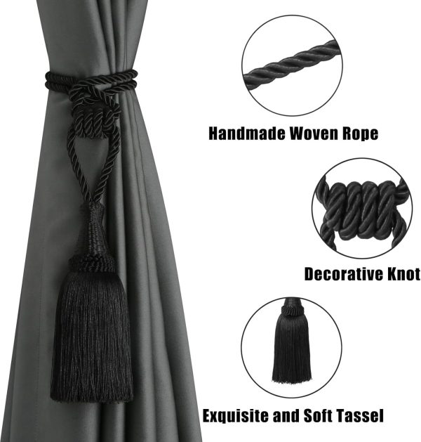 bulk purchase bel avenir curtain tiebacks handmade holdbacks for curtains drape decorative tie backs with tassels(black, 2 pack) factory discount
