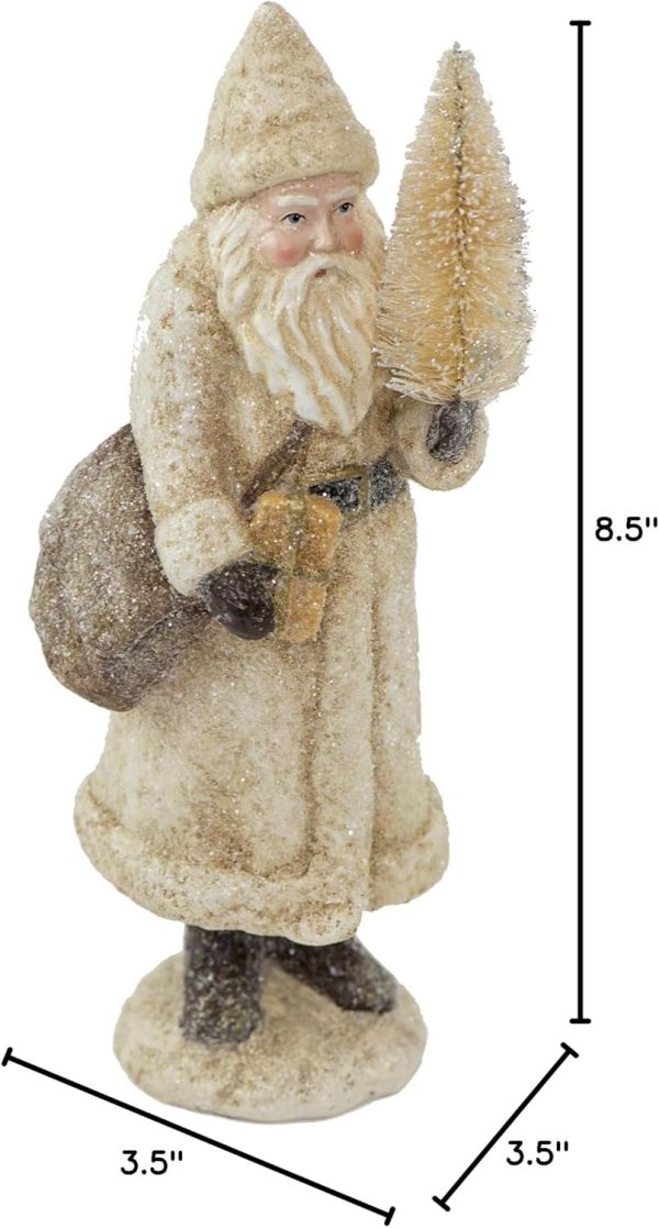 dropship from factory raz imports glittered resin santa figure (white) mass production supply