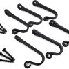 competitive pricing decorative wall hooks (6 pack) - black - cast iron - multi-purpose rustic décor - hanging metal hook set - home & office - for towels, coats, plants, pots & pans, mugs, hats, & more - claimed corner one-stop wholesale