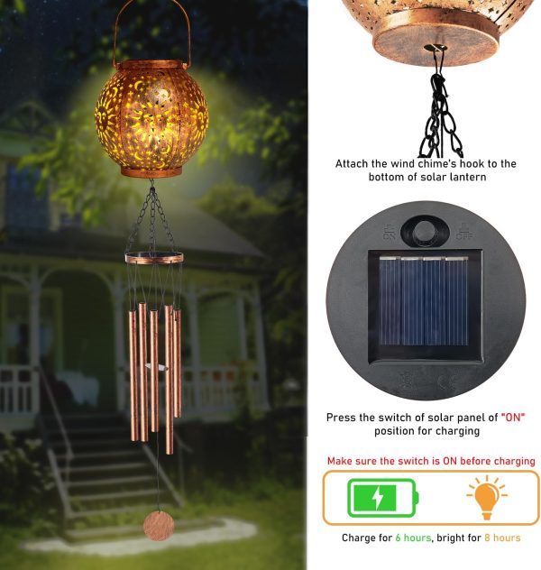 producer to buyer astarin 35“ sun and moon solar wind chimes for outside hanging led solar lights outdoor garden lantern decorative as gift for women mom grandma best friends' birthday gift discounted pricing