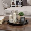 wholesale direct hgf decorative tray for coffee table, 12 inch metal iron round serving trays for kitchen counter organizer dining table centerpiece for display candle vase, black round tray for bathroom decor bulk purchase at factory prices