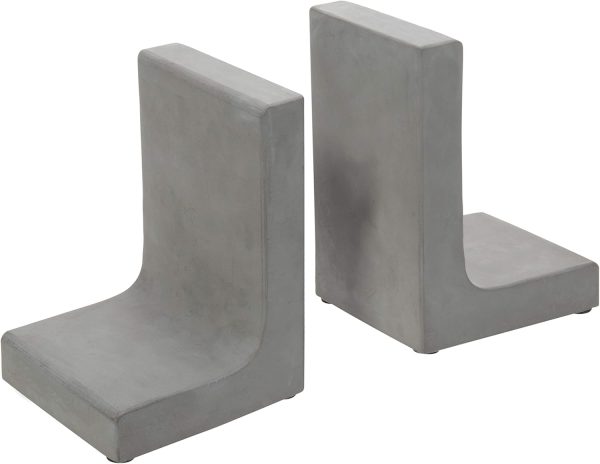 supplier direct mygift solid cement bookends for shelf in gray finish l-shaped decorative heavy duty non-skid book stopper for home office school, 1 pair wholesale prices
