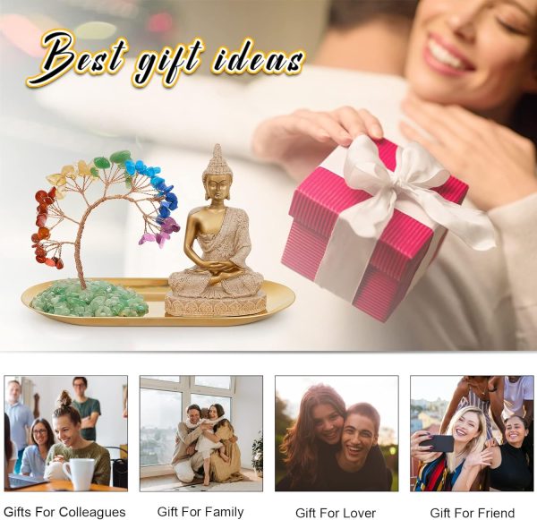 dropship from factory innolites 7 chakra crystal tree and buddha statue set, yoga meditation decor, money tree and buda statues for home living room office shelf decoration wealth and luck mass production supply