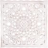 bulk purchase wall décor art, carved wooden wall panel hanging decor, decorative carved floral-patterned distressed white mdf wall panel for iving room bedroom, 12" x 12" trade price