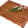 manufacturer direct utoplike (24"x18") teak wood bath mat, shower mat for bathroom, wooden floor mat square large for spa home or outdoor trade price