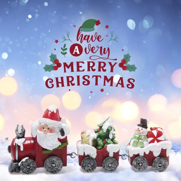 dropship from factory hodao christmas decorations indoor home decor christmas small train figurines winter for table top centerpiece fireplace decor cute christmas train decoration gift (red train) mass production supply