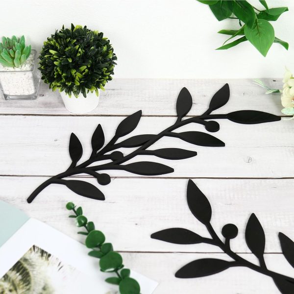 bulk purchase 2 pieces wooden vine olive branch leaf leaf wall decor,farmhouse signs for living room decoration (black) trade price