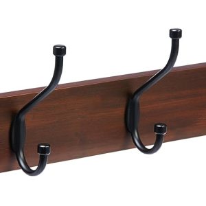 competitive pricing amazon basics rectangular wall-mounted farmhouse coat rack, 5 hook, light walnut one-stop wholesale