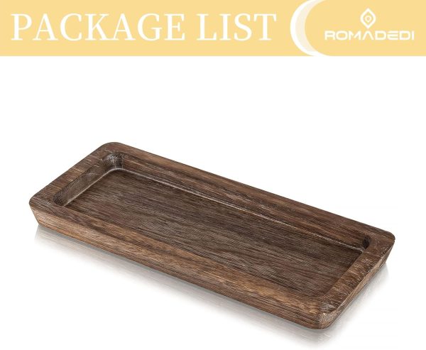 wholesale direct romadedi wooden decorative tray candle holder - wood long narrow tray home decor small rustic centerpieces trays for coffee table dining room kitchen bulk purchase at factory prices