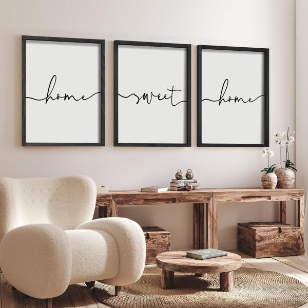 bulk purchase heiple set of 3 framed farmhouse home sweet home sign 11’’x14’’ above bed wall decor for bedroom decor and living room wall art wood signs (black, 11''x14) trade price