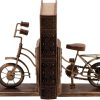 supplier direct deco 79 vintage wood bookends metal cycle pr h-26778, 7"w, 9"h, brass wholesale prices