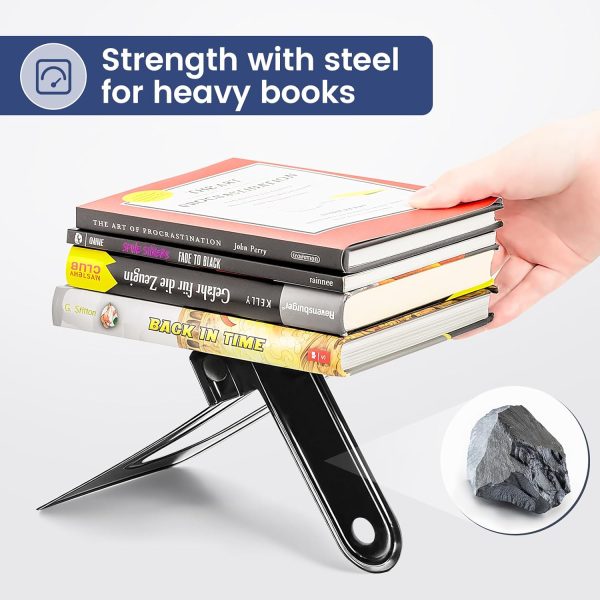 supplier direct happyhapi book ends, bookends, metal bookend for shelves, non-skid book end to hold books, black book stopper/holder for office home kitchen, 5.7x 4.9 x 6.5 in, 3 pair(6 pcs, large) wholesale prices