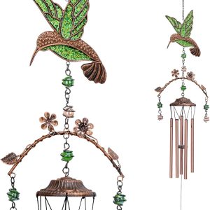 producer to buyer wind chimes - hummingbird wind chimes for outside deep tone 34 inches 5 aluminum tubes, thanksgiving, christmas, birthday gifts for mom, grandma, decorations for home, garden, patio, backyard discounted pricing