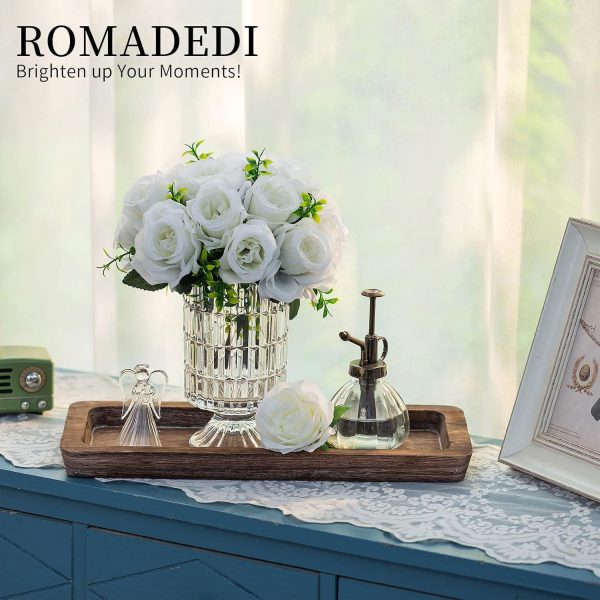 wholesale direct romadedi wooden decorative tray candle holder - wood long narrow tray home decor small rustic centerpieces trays for coffee table dining room kitchen bulk purchase at factory prices