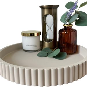wholesale direct oakoa round decorative tray for coffee table tray decor - concrete round tray home decor tray - coffee table decor - table trays decorative - centerpiece tray bulk purchase at factory prices