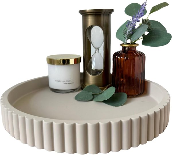 wholesale direct oakoa round decorative tray for coffee table tray decor - concrete round tray home decor tray - coffee table decor - table trays decorative - centerpiece tray bulk purchase at factory prices