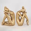 supplier direct unique cast iron girl thinker bookends, heavy-duty decorative book stoppers for shelves, creative home and office desk ornaments, 1 pair/2 pieces, 5.9" wholesale prices