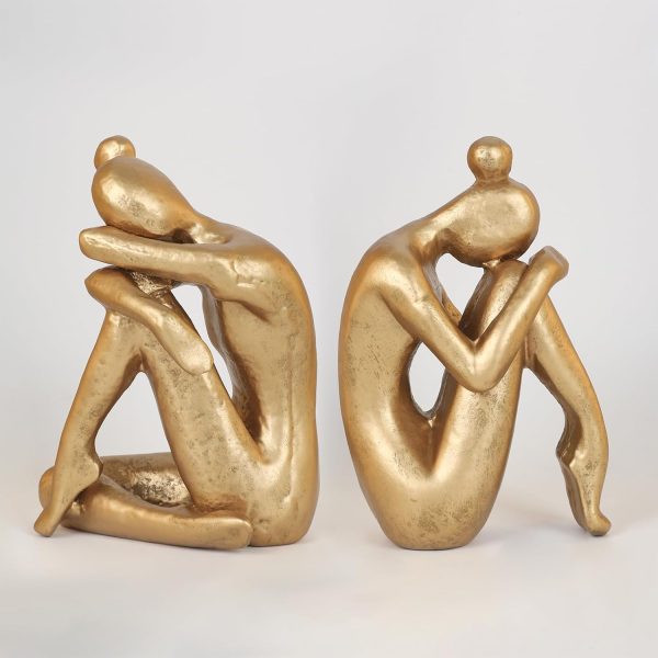 supplier direct unique cast iron girl thinker bookends, heavy-duty decorative book stoppers for shelves, creative home and office desk ornaments, 1 pair/2 pieces, 5.9" wholesale prices