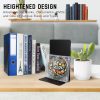 supplier direct vonderso metal bookends black, 2 pairs decorative metal book end supports for shelves gauge metal book divider stopper holders with non-slip anti-scratch rubber pads wholesale prices