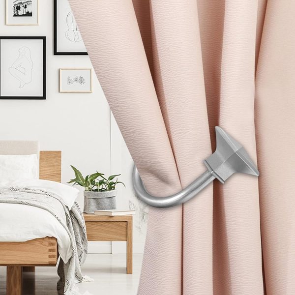 bulk purchase sumnacon set of 2 curtain holdbacks, wall mounted aluminum alloy window drapery tiebacks for bedroom livingroom office come with screws, silver factory discount
