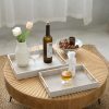 wholesale direct set of 2 shagreen serving tray with gold polished metal handles ivory wood decorative tray pu leather with brushed gold for coffee table ottoman console table bulk purchase at factory prices