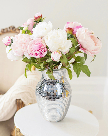 oem/odm services pink flower vase for decor - pink mosaic glass vase handmade modern decorative flower vases for home décor,table,shelf bookshelf, wedding banquet and centerpieces affordable bulk deals