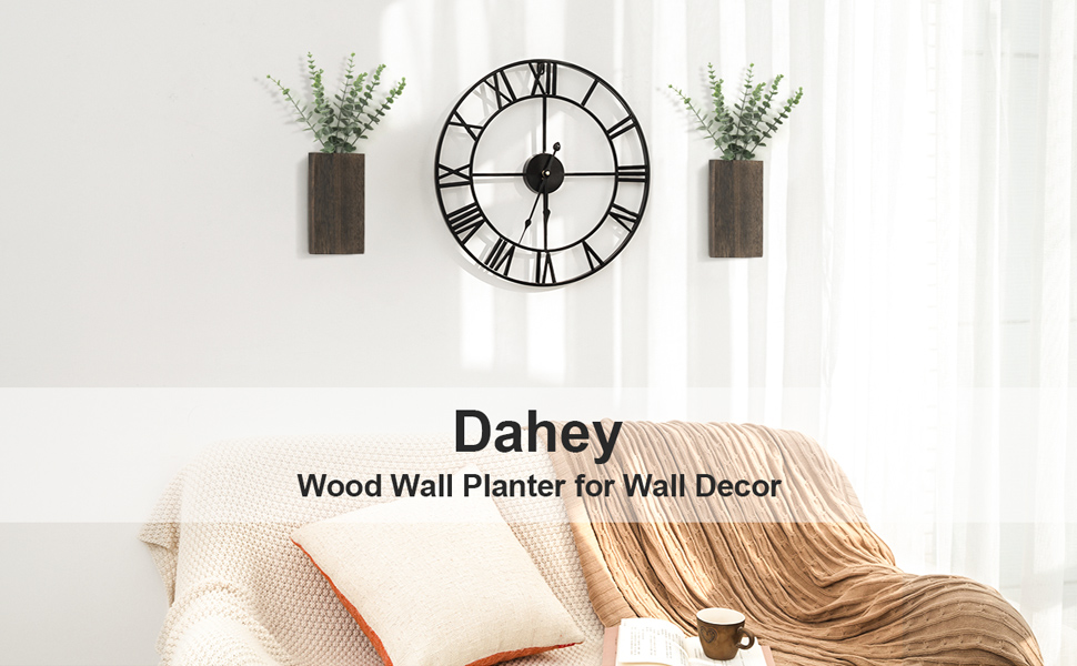 bulk purchase dahey 2 pack wood wall planter vase with artificial eucalyptus farmhouse wall hanging decor pocket planter for indoor fake plants greenery flowers, livingroom bedroom kitchen home office decoration trade price