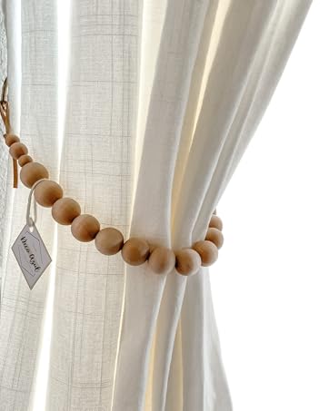 bulk purchase decoazul curtain tiebacks - curtain holdbacks - boho curtain tiebacks - farmhouse curtain holder - wood bead curtain ties - curtain tie backs - curtain hooks - curtain holder - wood curtain holdbacks factory discount