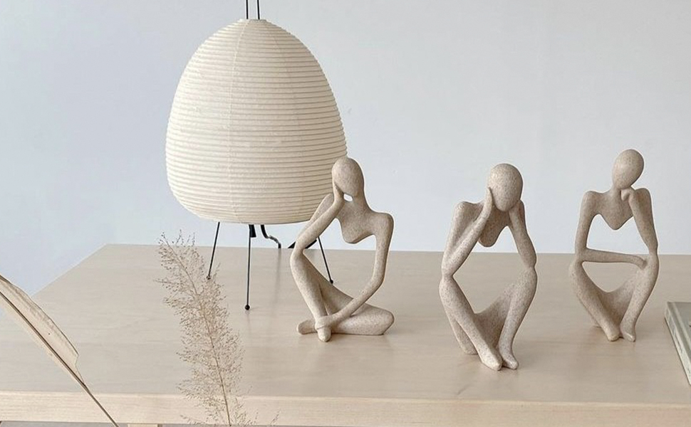 dropship from factory thinker sculptures, sandstone resin thinker statue ornaments, abstract style housewarming gifts, living room dining desk decorations (right, small) mass production supply
