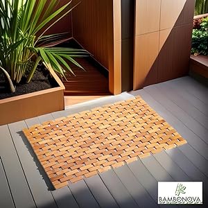 manufacturer direct bamboo bath mat 48 x 16 inches and wooden soap dish set bathroom rugs bathtub mat non slip bath mats for bathroom, kitchen sauna spa hot tub outdoor decor trade price