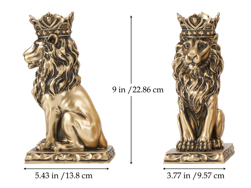 dropship from factory lion statue decor 9 inch resin, cool lion stuff to put on shelves, antique gold decor accent crown lion statue man home office desk table shelf decoration, men father leo lion gift mass production supply