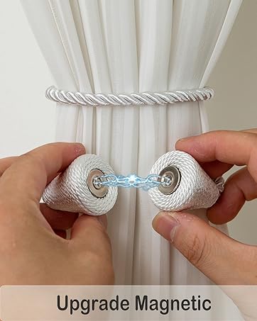 bulk purchase magnetic curtain tiebacks rope curtain tie backs for curtains 2 pack curtain holders for drapes decorative window curtain holdbacks, blue factory discount