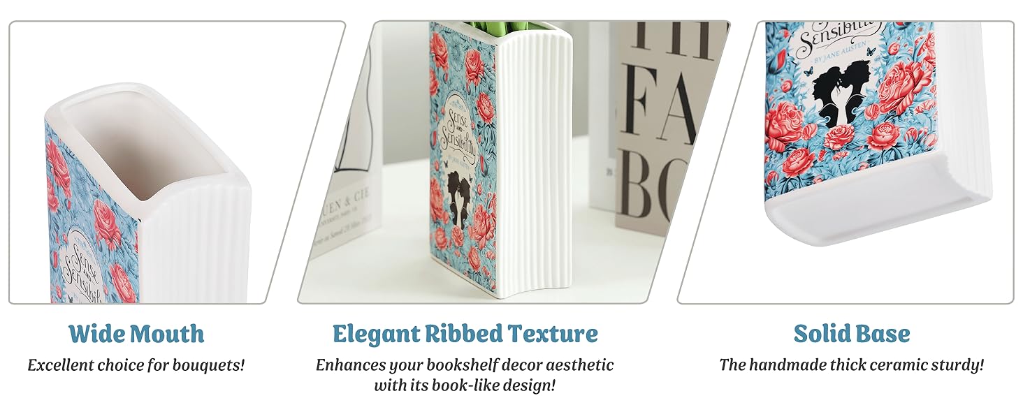 oem/odm services book shaped decorative vase ceramic vases for home decor vase for book lovers (sense & sensibility) affordable bulk deals