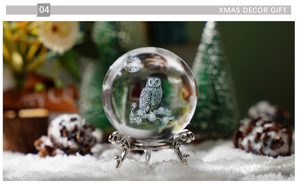dropship from factory hdcrystalgifts 60mm 3d laser crystal ball paperweight owl figurines glass sphere decorative balls with stand gift mass production supply